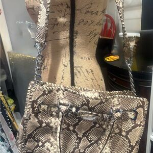 MICHAEL Michael Kors Cream and Brown Shoulder Bag